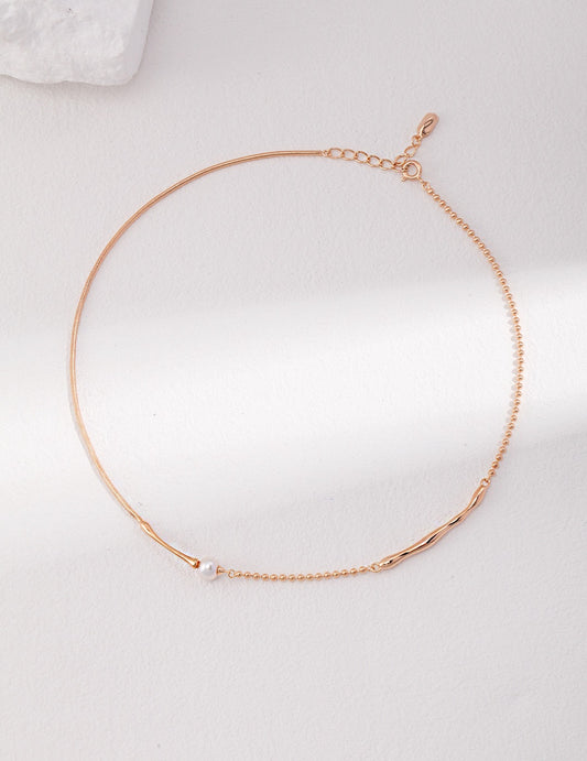 18K Gold Plating Natural Pearl Clavicle Necklace