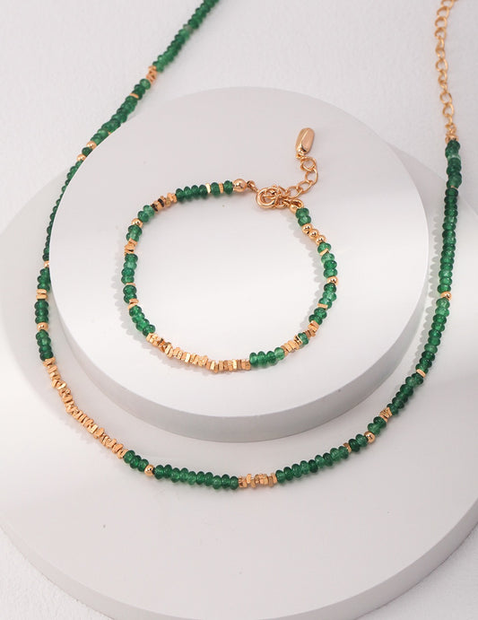 Sterling silver gold plated Evergreen Emerald Set