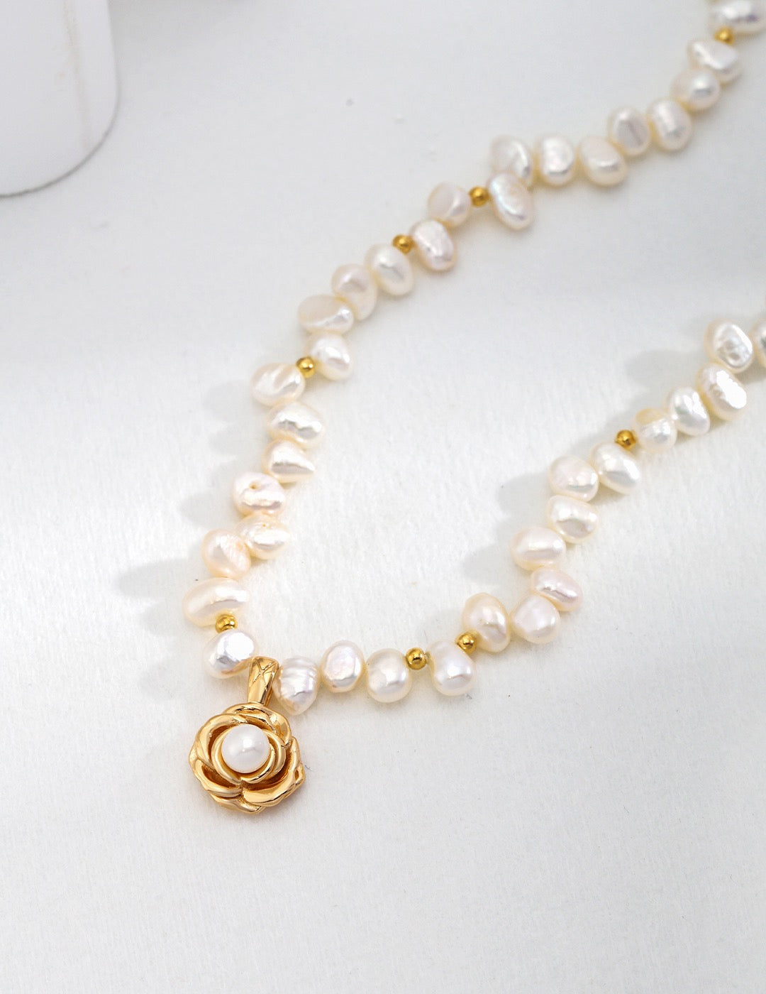 18k gold plated sterling silver camellia necklace