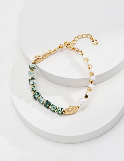 Sterling silver gold plated Jade Whisper Pearl Bracelet