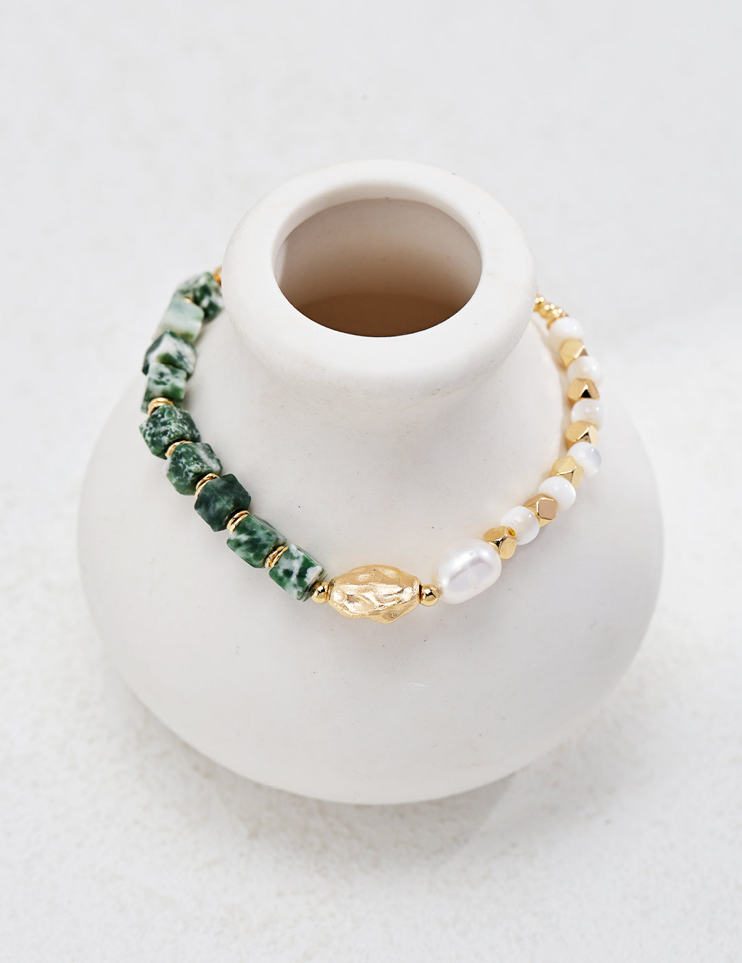 Sterling silver gold plated Jade Whisper Pearl Bracelet