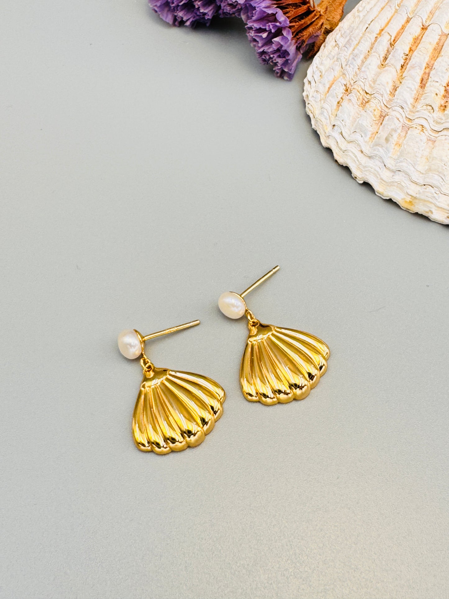 Seashell Serenade Sterling Silver Pearl Set.Sterling silver gold plated