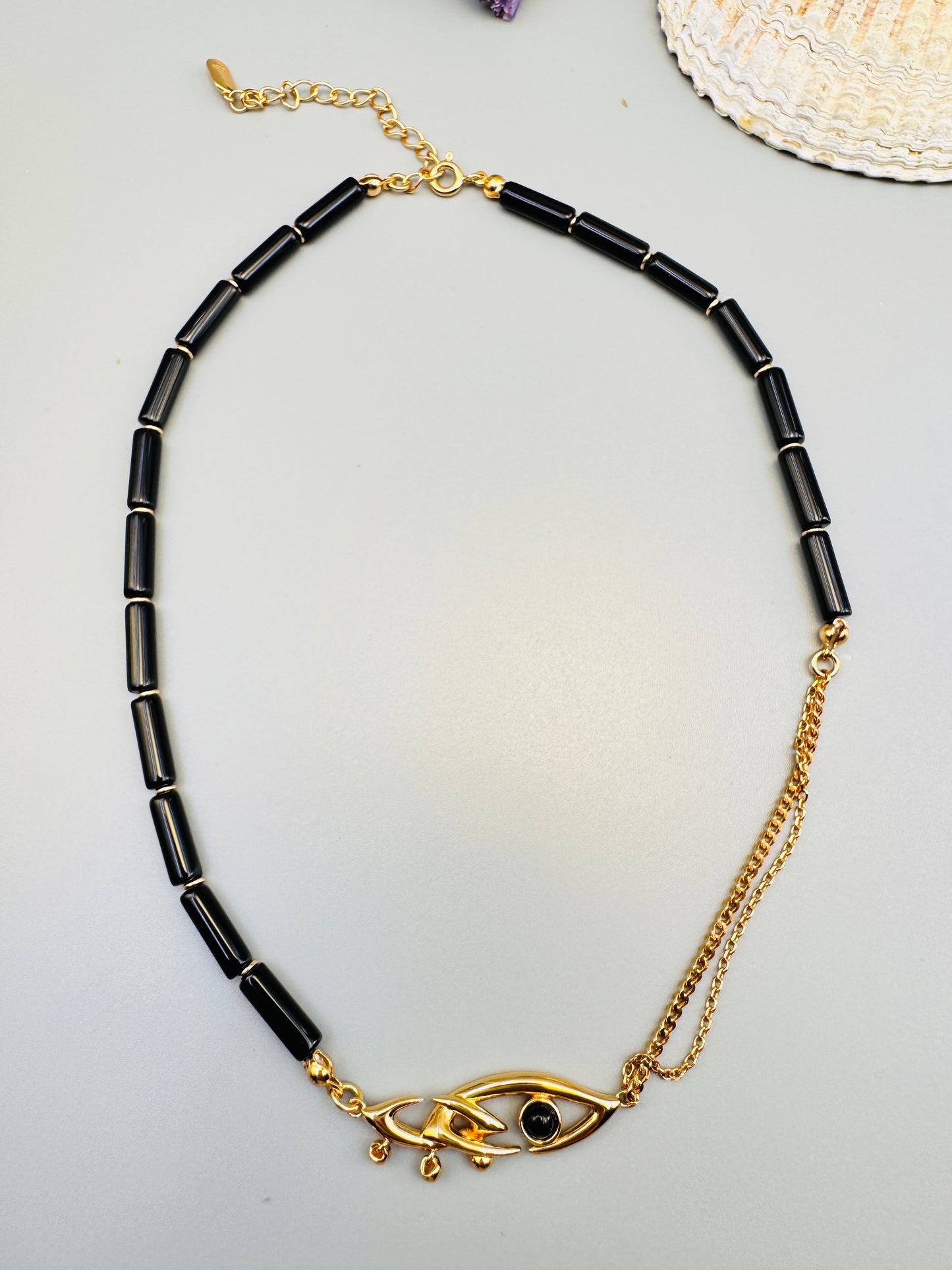 Natural Bamboo Stone and Sterling Silver Gold Plated Fashion Necklace