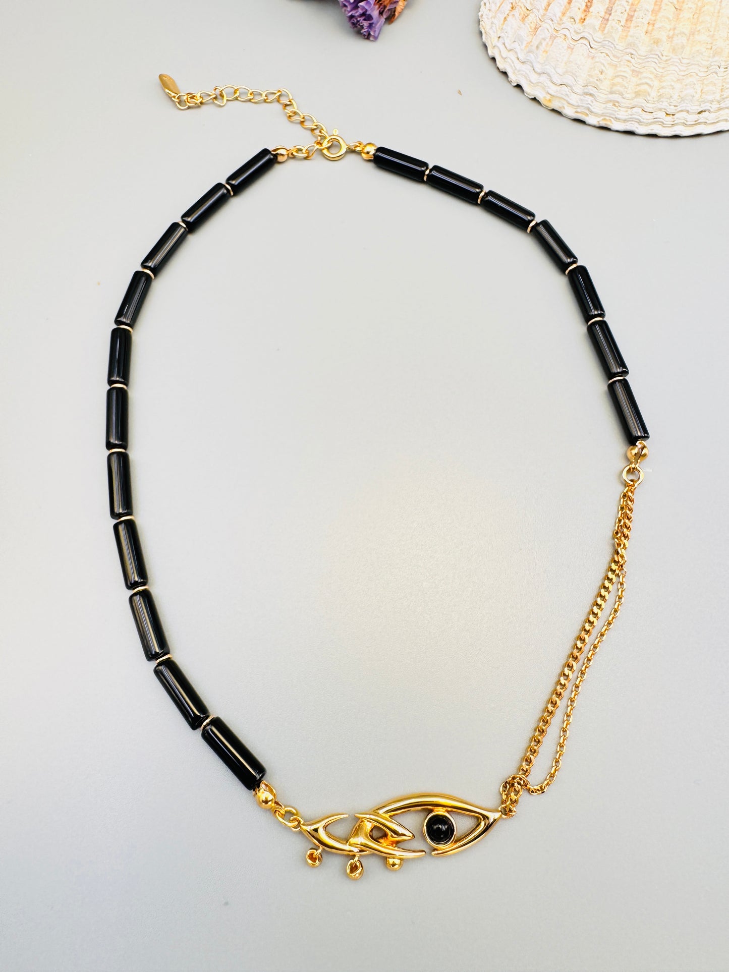 Natural Bamboo Stone and Sterling Silver Gold Plated Fashion Necklace